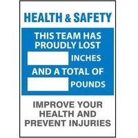 Accuform MSR820PL 20"" x 14"" WorkHealthy Write-A-Day ScoreBoard: Health & Safety - This Team Has Proudly Lost _ Inches and a Total of _ Pounds Plastic