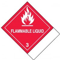 Accuform MSS331 4"" x 4-3/4"" DOT Shipping Label: Hazard Class 3: Flammable Liquid w/ ID Tab Adhesive Coated Paper UN1263 Paint Related Material
