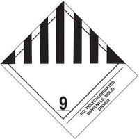 Accuform MSS902 4"" x 4-3/4"" Proper Shipping Name Label: Hazard Class 9 - Miscellaneous Dangerous Goods UN3432 Rq, Polychlorinated Bephenyls, Solid