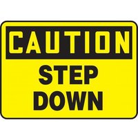 Accuform MSTF648XL 10"" x 14"" OSHA Caution Safety Sign: Step Down Aluma-Lite