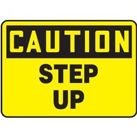 Accuform MSTF657XT 10"" x 14"" OSHA Caution Safety Sign: Step up Dura-Plastic