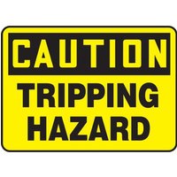 Accuform MSTF664XT 10"" x 14"" OSHA Caution Safety Sign: Tripping Hazard Dura-Plastic
