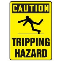 Accuform MSTF667VP 14"" x 10"" OSHA Caution Safety Sign: Tripping Hazard Plastic