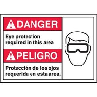 Accuform MTAS102VS 10"" x 14"" Bilingual ANSI Sign - Eye Protection Adhesive Vinyl