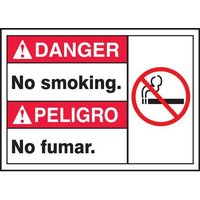 Accuform MTAS106XT 10"" x 14"" Spanish (Mexican) Bilingual ANSI Danger Visual Alert Safety Sign: No Smoking Dura-Plastic