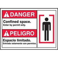 Accuform MTAS110XP 10"" x 14"" Bilingual ANSI Sign - Confined Space Accu-Shield