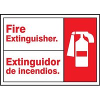 Accuform MTAS500VS 10"" x 14"" Bilingual ANSI Safety Sign: Fire Extinguisher Adhesive Vinyl