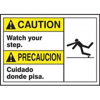 Accuform MTAS606XL 10"" x 14"" Bilingual ANSI Sign - Slips, Trips, Falls Aluma-Lite