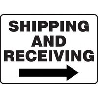 Accuform MVHR570VP 10"" x 14"" Safety Sign: Shipping and Receiving (Right Arrow) Plastic