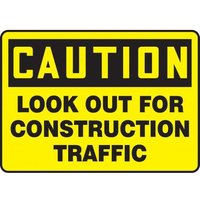 Accuform MVHR610XL 10"" x 14"" OSHA Caution Safety Sign: Look Out for Construction Traffic Aluma-Lite