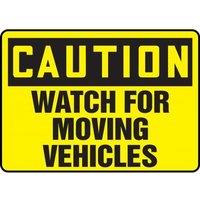 Accuform MVHR644VA 14"" x 20"" OSHA Caution Traffic Safety Sign: Watch for Moving Vehicles Aluminum