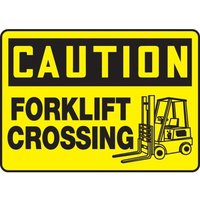 Accuform MVHR647XP 10"" x 14"" OSHA Caution Safety Sign: Forklift Crossing Accu-Shield