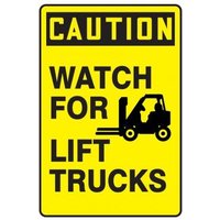 Accuform MVHR653XP 18"" x 12"" OSHA Caution Safety Sign: Watch for Lift Trucks Accu-Shield
