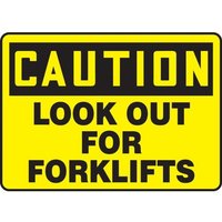 Accuform MVHR661VS 10"" x 14"" OSHA Caution Safety Sign: Look Out for Forklifts