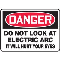 Accuform MWLD019VS 10"" x 14"" Adhesive Vinyl OSHA Danger Safety Sign: Do Not Look at the Electric Arc - It Will Hurt Your Eyes