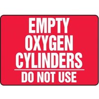 Accuform MWLD502VA 10"" x 14"" Aluminum Cylinder & Compressed Gas Sign: Empty Oxygen Cylinders - Do Not Use