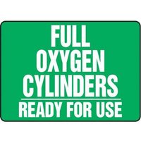 Accuform MWLD504XT 10"" x 14"" Cylinder & Compressed Gas Sign: Full Oxygen Cylinders - Ready for Use Dura-Plastic
