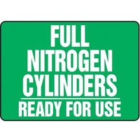 Accuform MWLD508XV 10"" x 14"" Adhesive Dura-Vinyl Cylinder & Compressed Gas Sign: Full Nitrogen Cylinders - Ready for Use