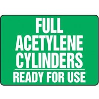 Accuform MWLD520XV 10"" x 14"" Adhesive Dura-Vinyl Cylinder & Compressed Gas Sign: Full Acetylene Cylinders - Ready for Use