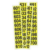 Accuform NCS1056YL Adhesive Vinyl - Black On Yellow Sequential Number Markers: 5/8-in 601-700 Series