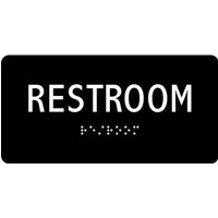 Accuform PAD300BK 3"" x 6"" ADA Braille Tactile Sign ""Restroom"" Restroom and Accessible, Black Plastic
