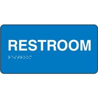 Accuform PAD300BU 3"" x 6"" ADA Braille Tactile Sign ""Restroom"" Restroom and Accessible, Blue Plastic