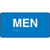 Accuform PAD305BK 3"" x 6"" ADA Braille Tactile Sign ""Men"" Restroom and Accessible, Black Plastic