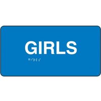 Accuform PAD315BK 3"" x 6"" ADA Braille Tactile Sign ""Girls"" Restroom and Accessible, Black Plastic