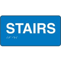 Accuform PAD356BU 3"" x 6"" ADA Braille Tactile Sign ""Stairs"" Restroom and Accessible, Blue Plastic