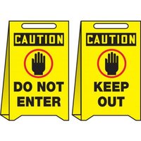 Accuform PFE401 20"" x 12"" Corrugated Plastic OSHA Caution Reversible Fold-Ups Floor Sign: Do Not Enter - Keep Out