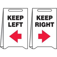 Accuform PFE438 20"" x 12"" Reversible Fold-Up Floor Sign: Keep Left - Keep Right