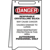 Accuform PFR126 OSHA Danger Fold-Up Respirable Crystalline Silica May Cause Cancer - Causes Damage to Lungs - Wear Respiratory Protection in This Area