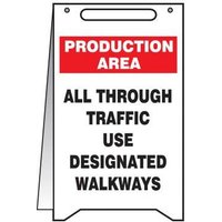 Accuform PFR638 20"" x 12"" Fold-Up: Production Area - All Through Traffic Use Designated Walkways