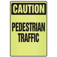 Accuform PSA329 18"" x 12"" OSHA Caution Fluorescent Alert Sign: Pedestrian Traffic