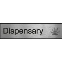 Accuform PSG601SL 3"" x 12"" Engraved Accu-Ply Sign: Dispensary Black Letters on Silver