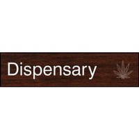 Accuform PSG601WL 3"" x 12"" Engraved Accu-Ply Sign: Dispensary White Letters on Walnut