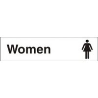 Accuform PSG608GN 3"" x 12"" Engraved Accu-Ply Sign: Women Restroom White Letters on Green