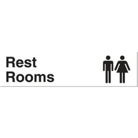 Accuform PSG610YL 3"" x 12"" Engraved Accu-Ply Sign: Restrooms Black Letters on Yellow