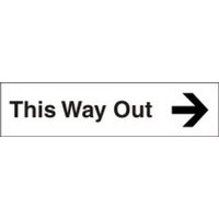 Accuform PSG620WT 3"" x 12"" Engraved Accu-Ply Sign Black Letters on White Legend:This Way Out Right