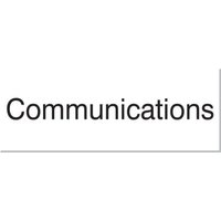 Accuform PSG858BK 3"" x 8"" Engraved Accu-Ply Sign: Communications White Letters on Black