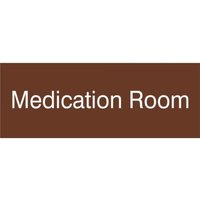 Accuform PSG906BR 3"" x 8"" Engraved Accu-Ply Facility Sign: Medication Room White Letters on Brown