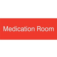 Accuform PSG906RD 3"" x 8"" Engraved Accu-Ply Facility Sign: Medication Room White Letters on Red