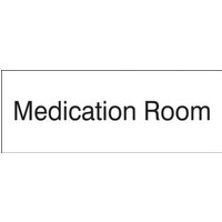 Accuform PSG906WT 3"" x 8"" Engraved Accu-Ply Facility Sign: Medication Room Black Letters on White
