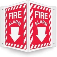 Accuform PSP324 12"" x 9"" Panel Projection Safety Sign: Fire Alarm (Chevrons Graphic and Down Arrow) 3D