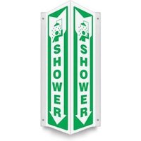Accuform PSP387 18"" x 4"" Panel Projection Sign: Shower (Down Arrow with Symbol) 3D