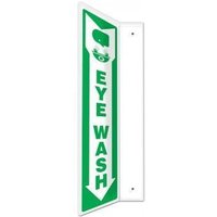 Accuform PSP437 90D 18"" x 4"" Panel Projection Safety Sign: Eye Wash