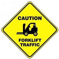 Accuform PSR404 17"" Slip-Gard Diamond Floor Sign: Caution - Forklift Traffic