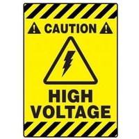 Accuform PSR642 20"" x 14"" Slip-Gard Border Floor Sign Legend:Caution High Voltage