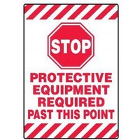 Accuform PSR684 20"" x 14"" Slip-Gard Mat - Style Floor Sign: Stop - Protective Equipment Required Past This Point