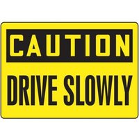 Accuform PSR734 14"" x 20"" OSHA Caution Slip-Gard Safety Floor Sign: Drive Slowly